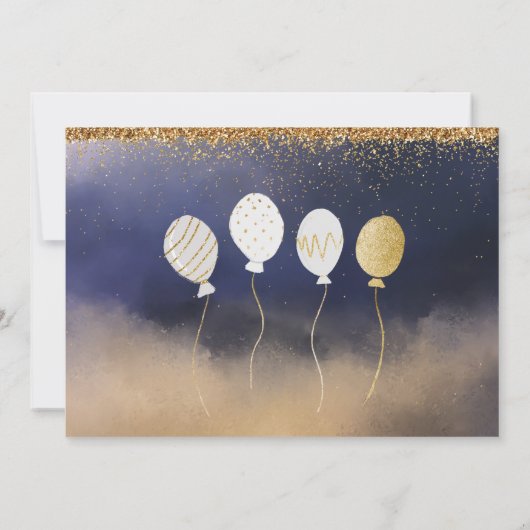 50. Hochzeitstag, Gold, Blau, Weiß Einladung (Rückseite)