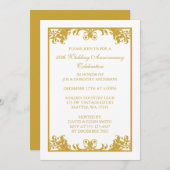 50. Hochzeitstag Gold Blüh Scroll Einladung (Vorne/Hinten)