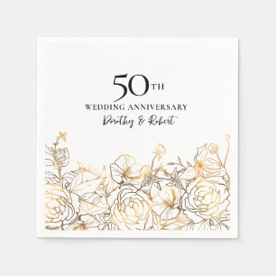 50. Hochzeitstag Gold Blumengewohnheit Serviette
