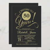 50. Hochzeitstag Gold Chalkboard Muster Einladung (Vorne/Hinten)