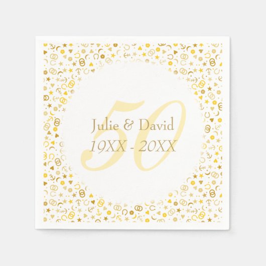 50. Hochzeitstag Gold Confetti Serviette (Vorderseite)