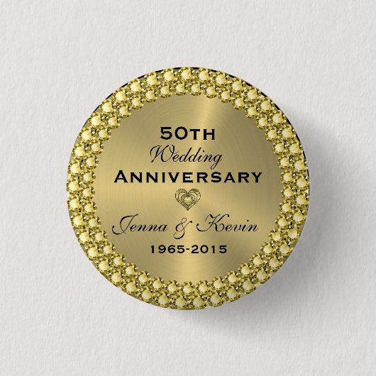50. Hochzeitstag Gold & Diamanten Button (Vorderseite)
