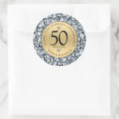 50. Hochzeitstag Gold & Diamanten Runder Aufkleber (Tasche)