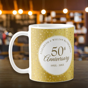 50. Hochzeitstag Gold Foil Hearts Confetti Kaffeetasse