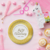 50. Hochzeitstag Gold Foil Hearts Confetti Pappteller (Party)