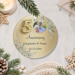 50. Hochzeitstag Gold Foto Grünpflanzen Ornament Aus Glas