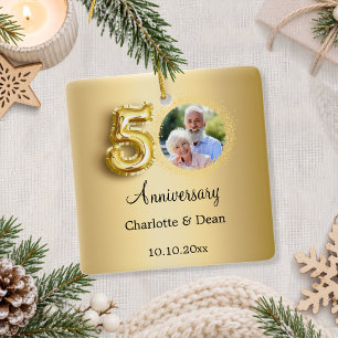 50. Hochzeitstag Gold Foto Keramikornament