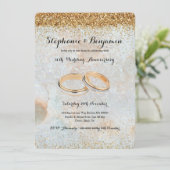 50. Hochzeitstag Gold Glitzer Celestial Einladung (Stehend Vorderseite)