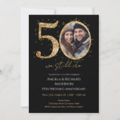 50. Hochzeitstag Gold Glitzer Foto Einladung (Vorderseite)