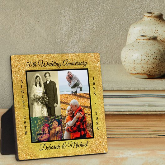 50. Hochzeitstag Gold Glitzer Foto Fotoplatte