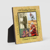 50. Hochzeitstag Gold Glitzer Foto Fotoplatte (Vorderseite)