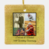 50. Hochzeitstag Gold Glitzer Foto Keramikornament (Vorderseite)