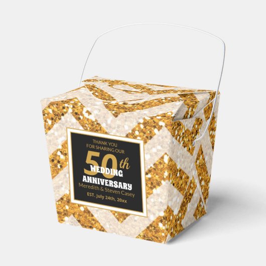 50. Hochzeitstag Gold Glitzer Fvor Box Geschenkschachtel (Vorderseite)
