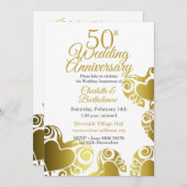 50. Hochzeitstag Gold Heart Einladung (Vorne/Hinten)