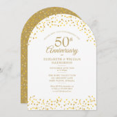 50. Hochzeitstag Gold Hearts Arch Einladung (Vorne/Hinten)