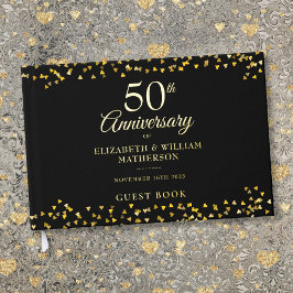 50. Hochzeitstag Gold Hearts Confetti Gästebuch