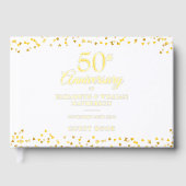 50. Hochzeitstag Gold Hearts Confetti Gästebuch (Vorderseite)