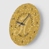 50. Hochzeitstag Gold Hearts Confetti Große Wanduhr (Winkel)