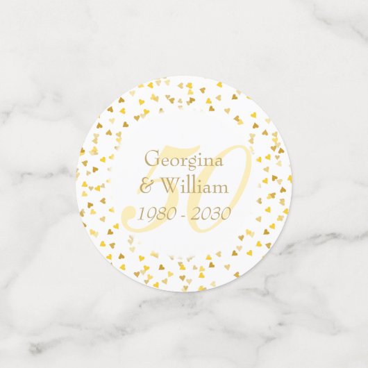50. Hochzeitstag Gold Hearts Confetti Konfetti (Klein Vorderseite)