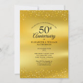 50. Hochzeitstag Gold Hearts Foil Einladung (Vorderseite)