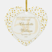 50. Hochzeitstag Gold Hearts Monogramm Keramik Ornament (Vorne)