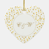 50. Hochzeitstag Gold Hearts Monogramm Keramik Ornament (Hinten)