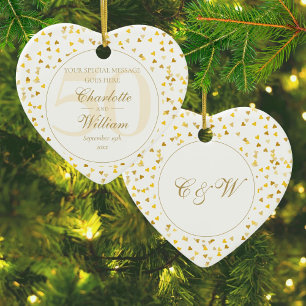 50. Hochzeitstag Gold Hearts Monogramm Keramik Ornament