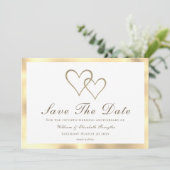 50. Hochzeitstag Gold Hearts Save The Date (Stehend Vorderseite)