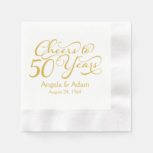 50. Hochzeitstag Gold jubelt bis 50 Serviette (Vorderseite)