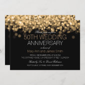 50. Hochzeitstag Gold Lights Einladung (Vorne/Hinten)