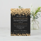 50. Hochzeitstag Gold Lights Einladung (Stehend Vorderseite)