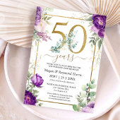 50. Hochzeitstag Gold Lila Peony Einladung