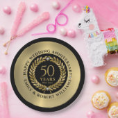 50. Hochzeitstag Gold Lorbeerkranz Abendessen Pappteller (Party)
