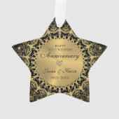 50. Hochzeitstag Gold Mandala auf schwarz Ornament (Rückseite)