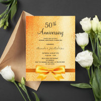 50. Hochzeitstag Gold metallische Einladung