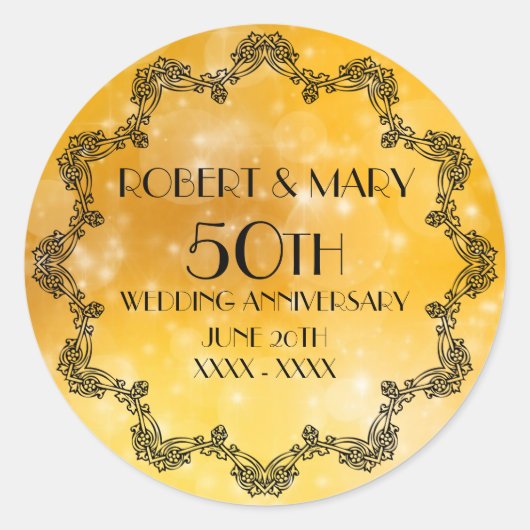 50. Hochzeitstag Gold Personalisiert Runder Aufkleber (Vorderseite)