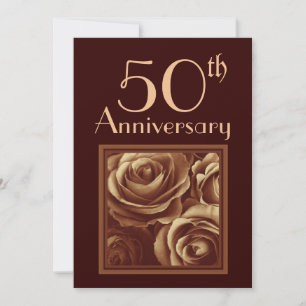50. Hochzeitstag GOLD Rosen Einladung