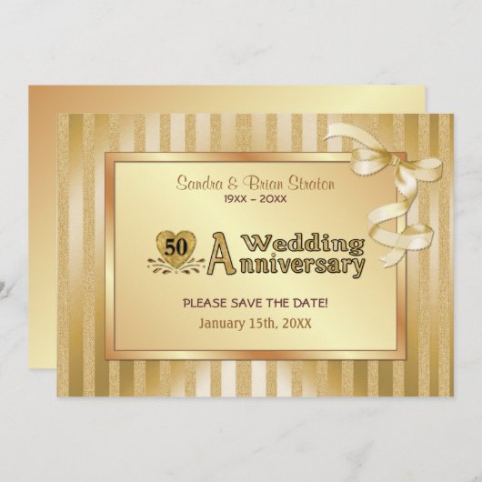 50. Hochzeitstag - Gold Save The Date (Vorne/Hinten)