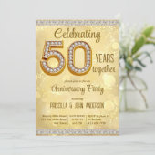 50. Hochzeitstag Gold Schmuck Einladung (Stehend Vorderseite)