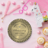 50. Hochzeitstag Gold & schwarze Mandala Pappteller (Party)