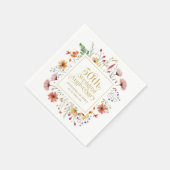 50. Hochzeitstag Gold Typografie Blume Serviette (Ecke)