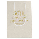 50. Hochzeitstag Gold Typografie Mittlere Geschenktüte (Rückseite)