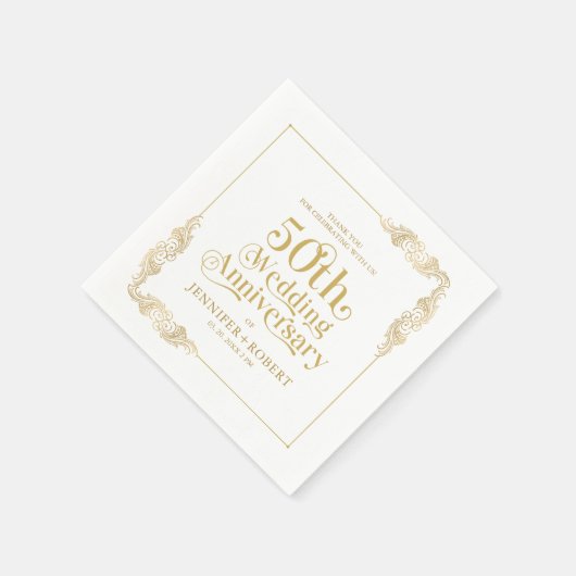 50. Hochzeitstag Gold Typografie Serviette (Ecke)