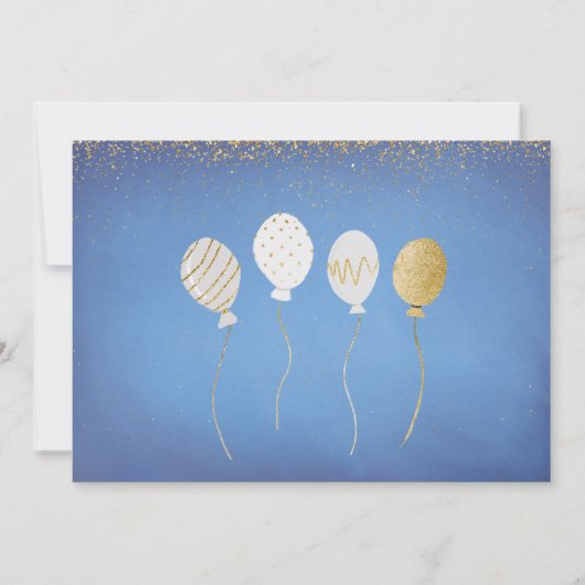 50. Hochzeitstag, Gold und Weißballons Einladung (Rückseite)