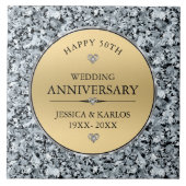 50. Hochzeitstag: Gold und weiße Diamanten Fliese (Vorderseite)