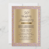 50. Hochzeitstag Gold & Violet Leopard Einladung (Vorderseite)