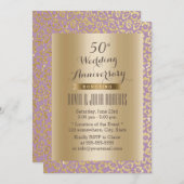 50. Hochzeitstag Gold & Violet Leopard Einladung (Vorne/Hinten)