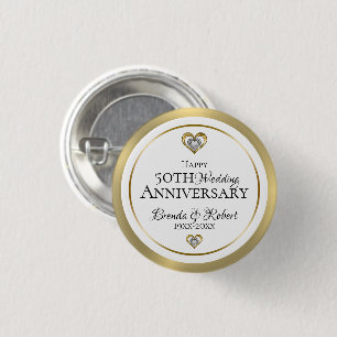 50. Hochzeitstag Gold & Weiß Button