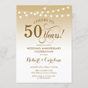 50. Hochzeitstag - Gold White Einladung