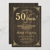 50. Hochzeitstag - Gold Wood Einladung (Vorne/Hinten)